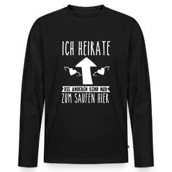 Fiançailles mariage marié - T-shirt manches longues Premium bio Homme - noir - Devant - Nico (187cm)