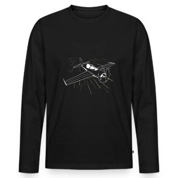 Airplane flying pilot airfield - Men's Premium Organic Long Sleeve Shirt - black - Front - Nico (187cm)