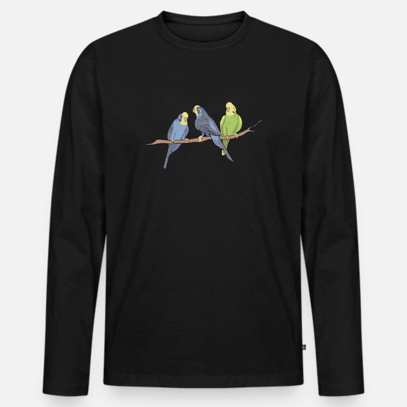 Vögel - Männer Premium Bio Langarmshirt - Schwarz
