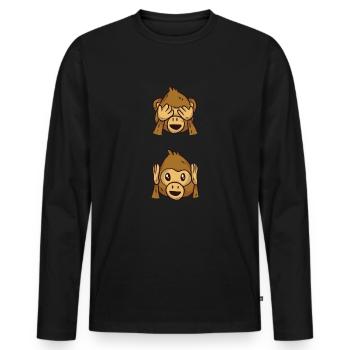 Pensionnés - T-shirt manches longues Premium bio Homme - noir - Devant - Nico (187cm)