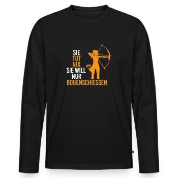 Tut Nix Nur Bogenschießen Bogen Bogenschützen - Männer Premium Bio Langarmshirt - Schwarz - Vorne - Nico (187cm)