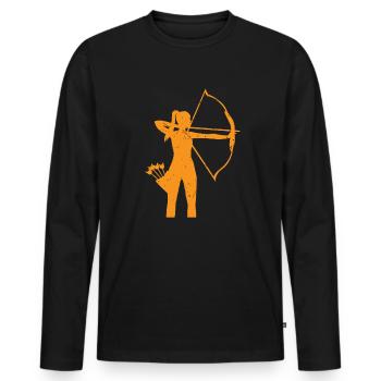 tir à l'arc - T-shirt manches longues Premium bio Homme - noir - Devant - Nico (187cm)