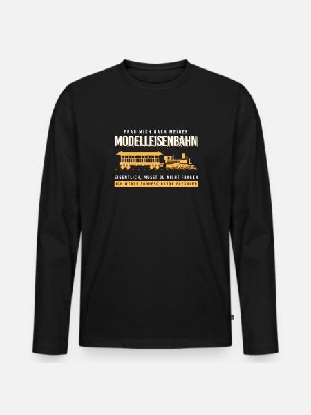 Modelleisenbahn Modellbauer Modelleisenbahner - Männer Premium Bio Langarmshirt - Schwarz