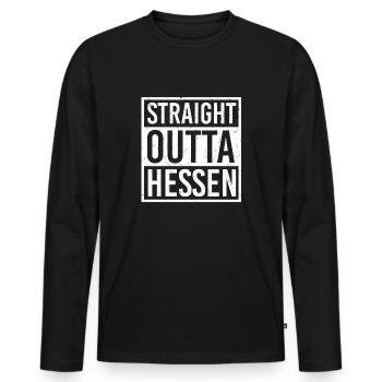 Straight Outta Hessen Frankfurt Hesse Äppelwoi - T-shirt manches longues Premium bio Homme - noir - Devant - Nico (187cm)