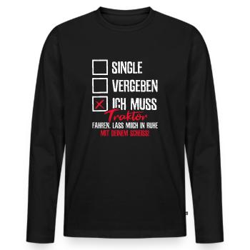 Single Traktor Bauer Farmer - Männer Premium Bio Langarmshirt - Schwarz - Vorne - Nico (187cm)