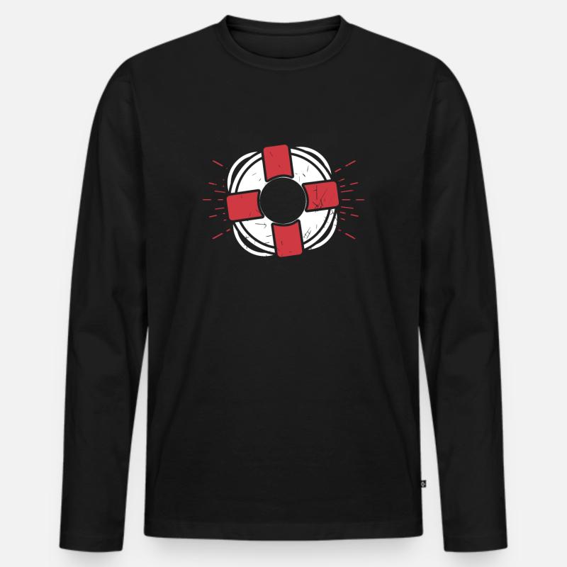 Rettungsschwimmer - Männer Premium Bio Langarmshirt - Schwarz