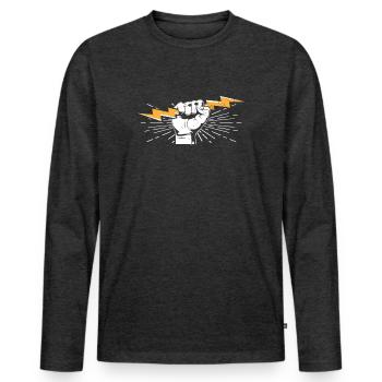 électricien - T-shirt manches longues Premium bio Homme - anthracite chiné - Devant - Nico (187cm)