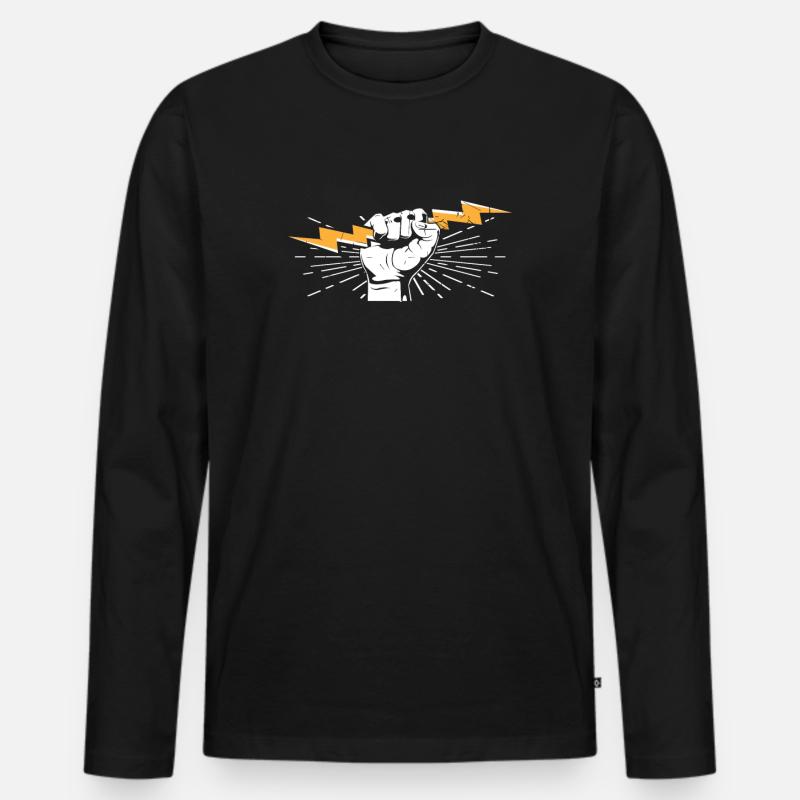 Elektriker - Männer Premium Bio Langarmshirt - Schwarz
