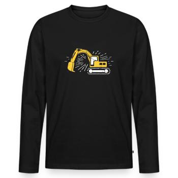 opérateur pelle - T-shirt manches longues Premium bio Homme - noir - Devant - Nico (187cm)