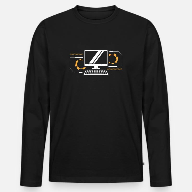 Computer - Männer Premium Bio Langarmshirt - Schwarz
