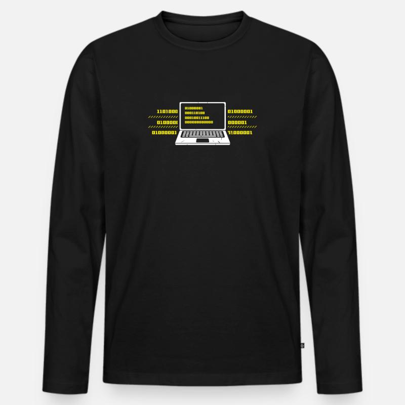 Computer - Männer Premium Bio Langarmshirt - Schwarz
