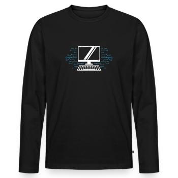 Ordinateur - T-shirt manches longues Premium bio Homme - noir - Devant - Nico (187cm)