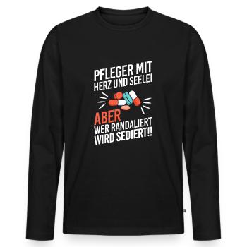 Pfleger Mit Herz Und Seele Altenheim Senioren - Männer Premium Bio Langarmshirt - Schwarz - Vorne - Nico (187cm)
