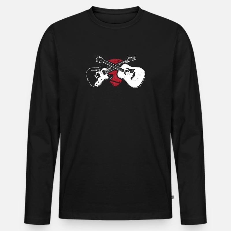 Gitarre - Männer Premium Bio Langarmshirt - Schwarz