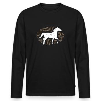 Équitation - T-shirt manches longues Premium bio Homme - noir - Devant - Nico (187cm)