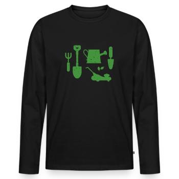 garden - Men's Premium Organic Long Sleeve Shirt - black - Front - Nico (187cm)