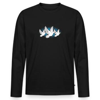 Pigeons - T-shirt manches longues Premium bio Homme - noir - Devant - Nico (187cm)