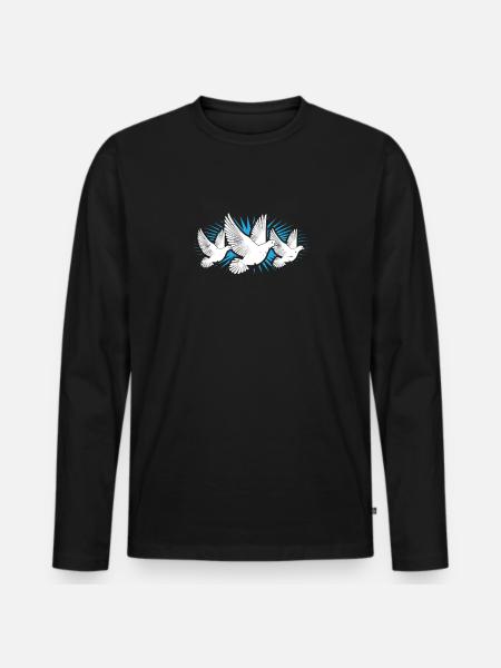 Pigeons - Men's Premium Organic Long Sleeve Shirt - black