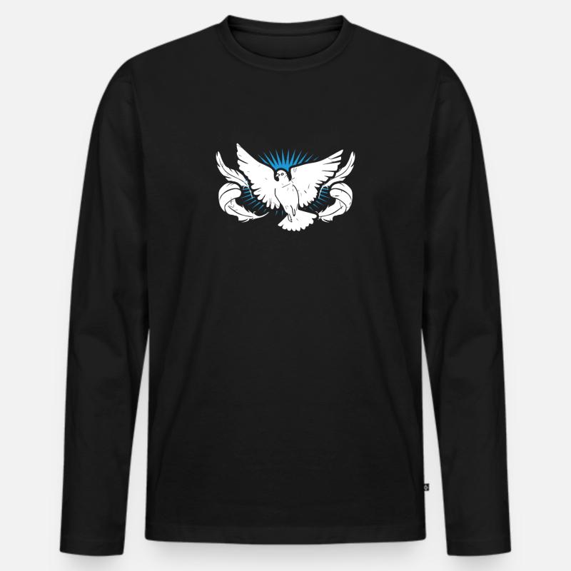 Tauben - Männer Premium Bio Langarmshirt - Schwarz