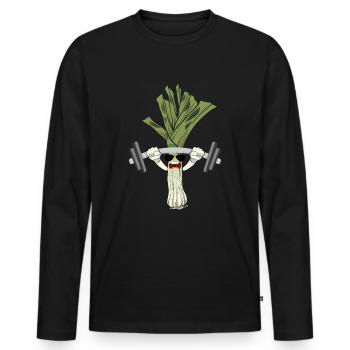 leek - Men's Premium Organic Long Sleeve Shirt - black - Front - Nico (187cm)