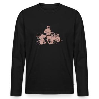 Quad - Männer Premium Bio Langarmshirt - Schwarz - Vorne - Nico (187cm)