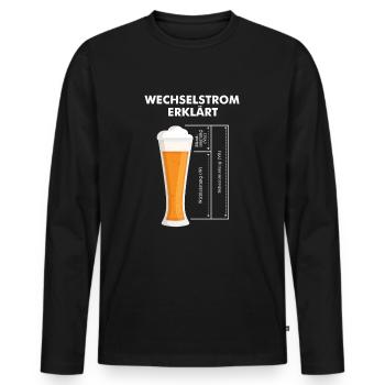 Wechselstrom erklärt Bier Elektriker Technik - Männer Premium Bio Langarmshirt - Schwarz - Vorne - Nico (187cm)