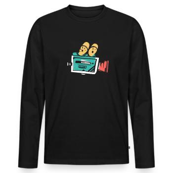 movie theater - Men's Premium Organic Long Sleeve Shirt - black - Front - Nico (187cm)