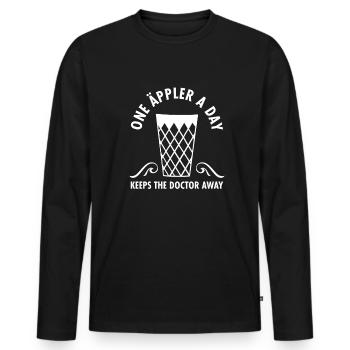 One Äppler A Day Apfelwein Äppelwoi Hessen - Männer Premium Bio Langarmshirt - Schwarz - Vorne - Nico (187cm)