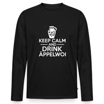 Keep Calm Äppelwoi Apfelwein Handkäs Hessen - Männer Premium Bio Langarmshirt - Schwarz - Vorne - Nico (187cm)