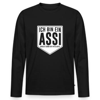 Bin Ein Assi Sexy Asozial Arbeitslos Assozial - Männer Premium Bio Langarmshirt - Schwarz - Vorne - Nico (187cm)