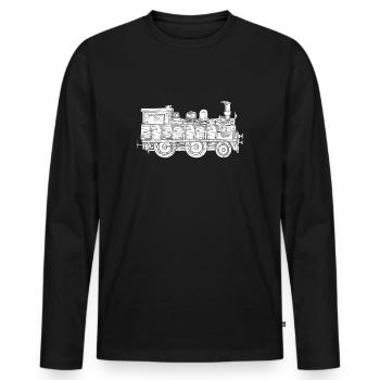 train - T-shirt manches longues Premium bio Homme - noir - Devant - Nico (187cm)