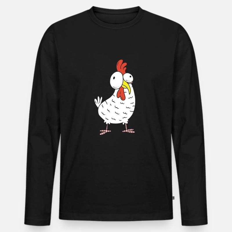 Hühner - Männer Premium Bio Langarmshirt - Schwarz