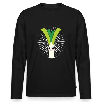 leek - Men's Premium Organic Long Sleeve Shirt - black - Front - Nico (187cm)