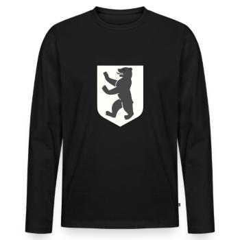 Berlin - Männer Premium Bio Langarmshirt - Schwarz - Vorne - Nico (187cm)