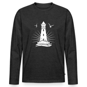 North Sea - Men's Premium Organic Long Sleeve Shirt - heather anthracite - Front - Nico (187cm)