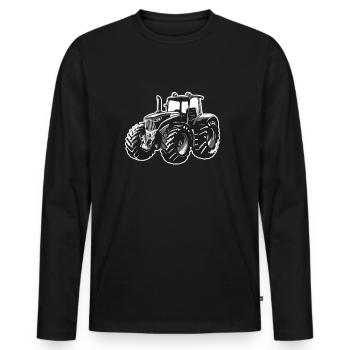 Traktor - Männer Premium Bio Langarmshirt - Schwarz - Vorne - Nico (187cm)