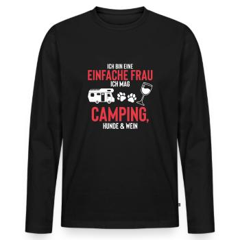 Simply Woman aime les chiens de camping Wine Campers - T-shirt manches longues Premium bio Homme - noir - Devant - Nico (187cm)