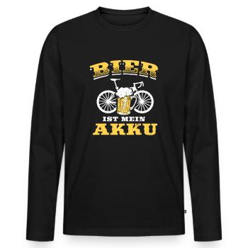 Bier Ist Mein Akku E-Bike Fahrrad E-Biker - Männer Premium Bio Langarmshirt - Schwarz - Vorne - Nico (187cm)