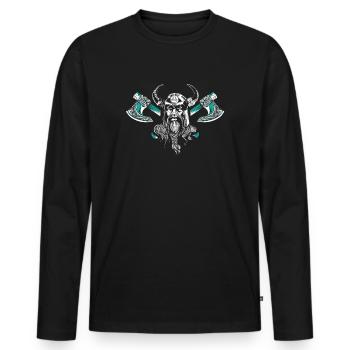 Wikinger - Männer Premium Bio Langarmshirt - Schwarz - Vorne - Nico (187cm)