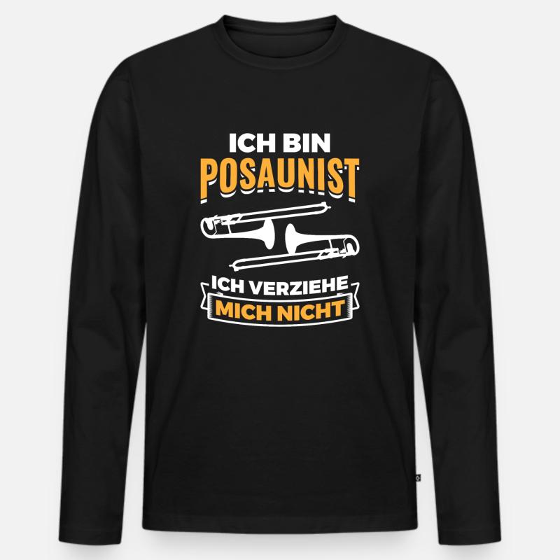 Posaune Geschenkidee - Männer Premium Bio Langarmshirt - Schwarz