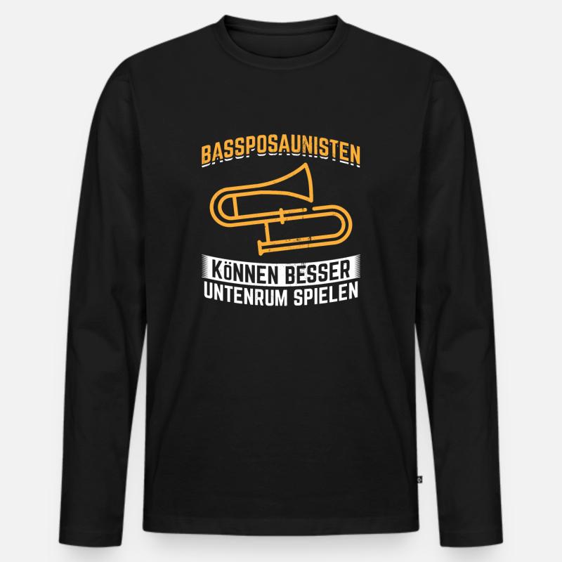 Geschenkidee Posaune Orchester - Männer Premium Bio Langarmshirt - Schwarz