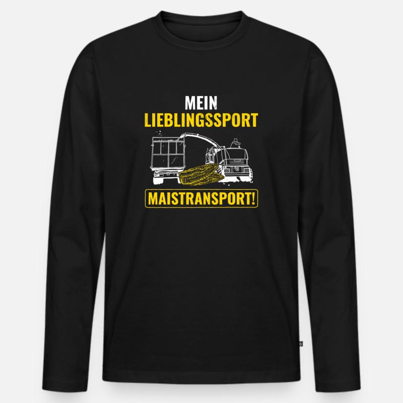Bauer Mais Landwirtschaft - Männer Premium Bio Langarmshirt - Schwarz