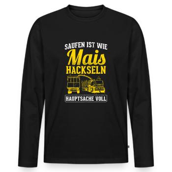 Mais Bauer - Männer Premium Bio Langarmshirt - Schwarz - Vorne - Nico (187cm)