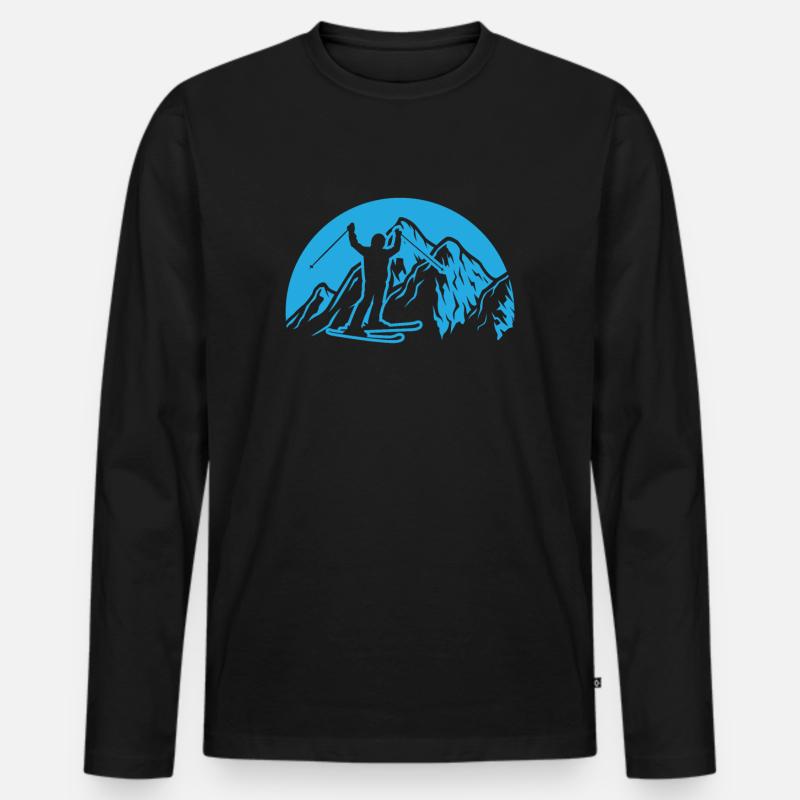 Ski - Männer Premium Bio Langarmshirt - Schwarz