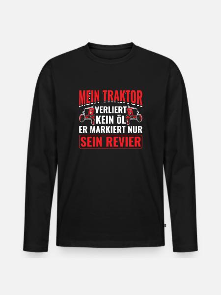 Traktor Bauer Landwirtschaft - Männer Premium Bio Langarmshirt - Schwarz