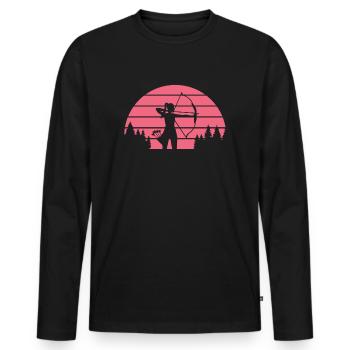 Tir à l'arc - T-shirt manches longues Premium bio Homme - noir - Devant - Nico (187cm)