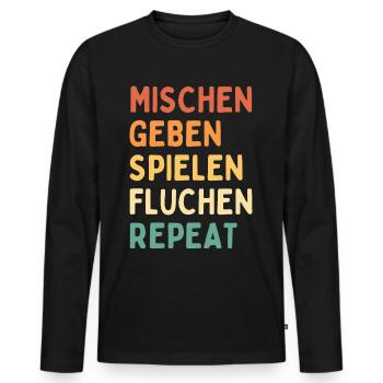 mischen geben spielen fluchen repeat - Männer Premium Bio Langarmshirt - Schwarz - Vorne - Nico (187cm)