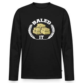 Baled It Strohballen Landwirt Reiter Pferd - Männer Premium Bio Langarmshirt - Schwarz - Vorne - Nico (187cm)