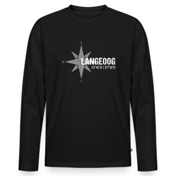 Langeoog Koordinaten Kompass - Männer Premium Bio Langarmshirt - Schwarz - Vorne - Nico (187cm)
