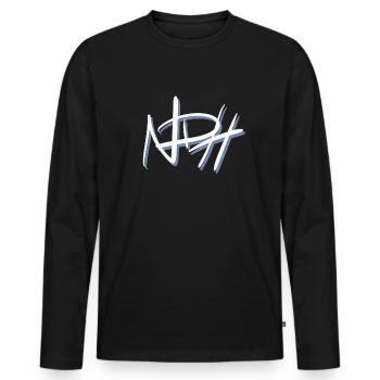 Nordhausen, NDH, Pulslinie, Stadt mit Herz, cool, - Männer Premium Bio Langarmshirt - Schwarz - Vorne - Nico (187cm)